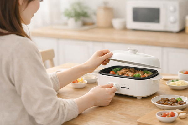 キッチンでの温かい食事タイム