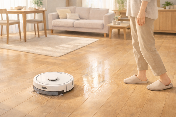 ロボット掃除機と日差しの部屋